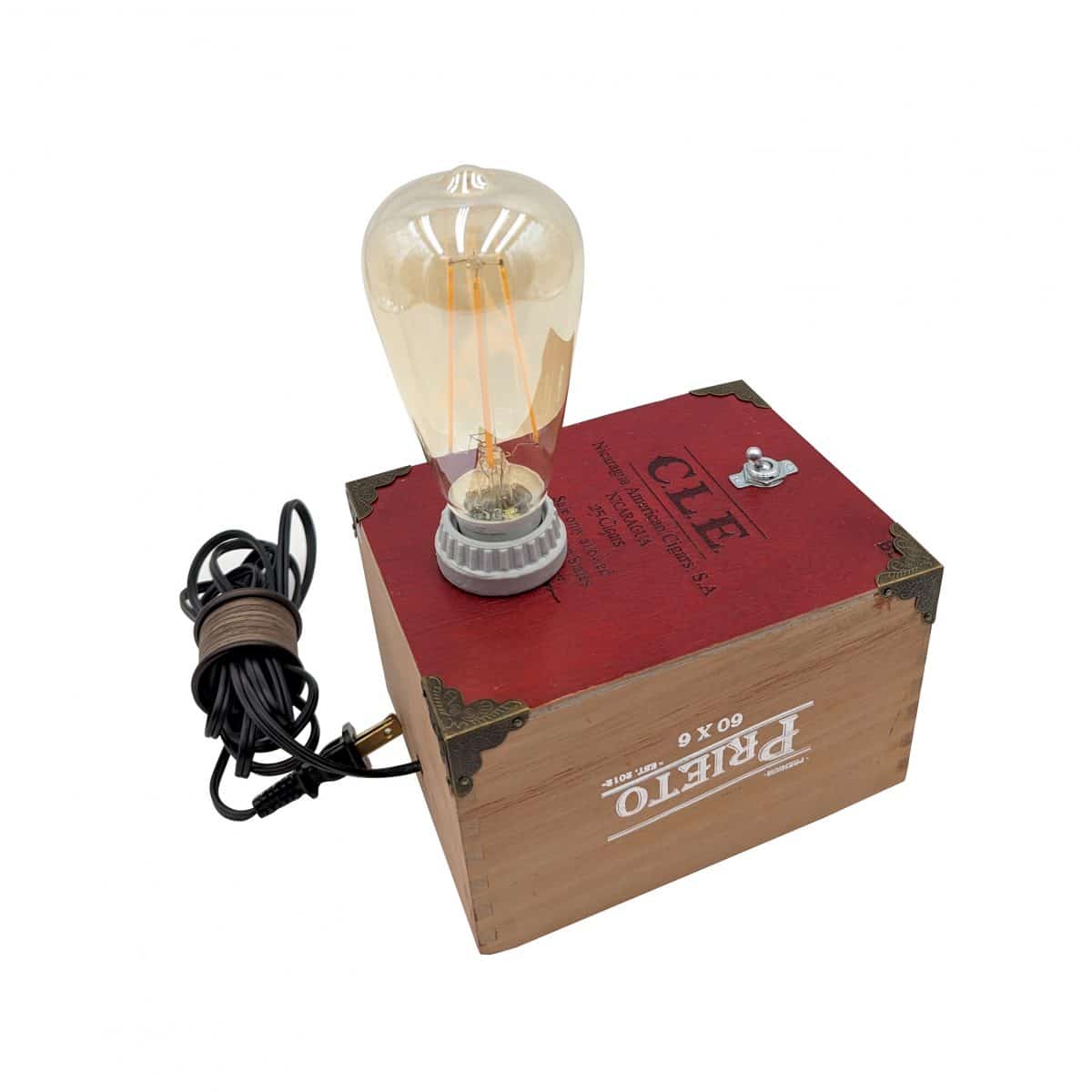Antique'd CLE Prieto Cigar Box Lamp by SmokEy Lights