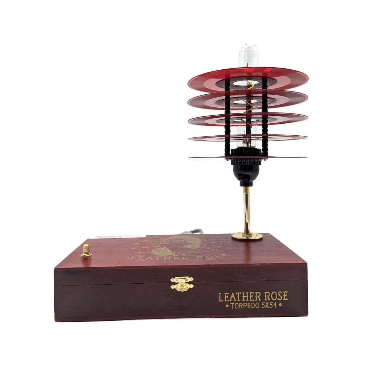 Leather Rose Red Record Lamp