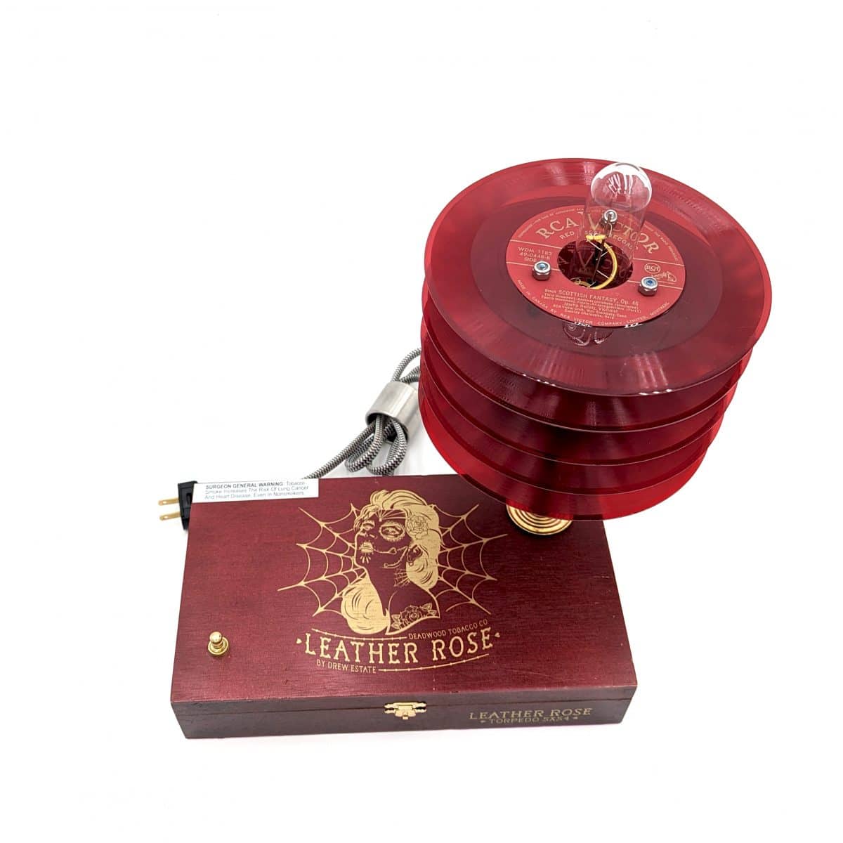 Leather Rose Red Record Lamp